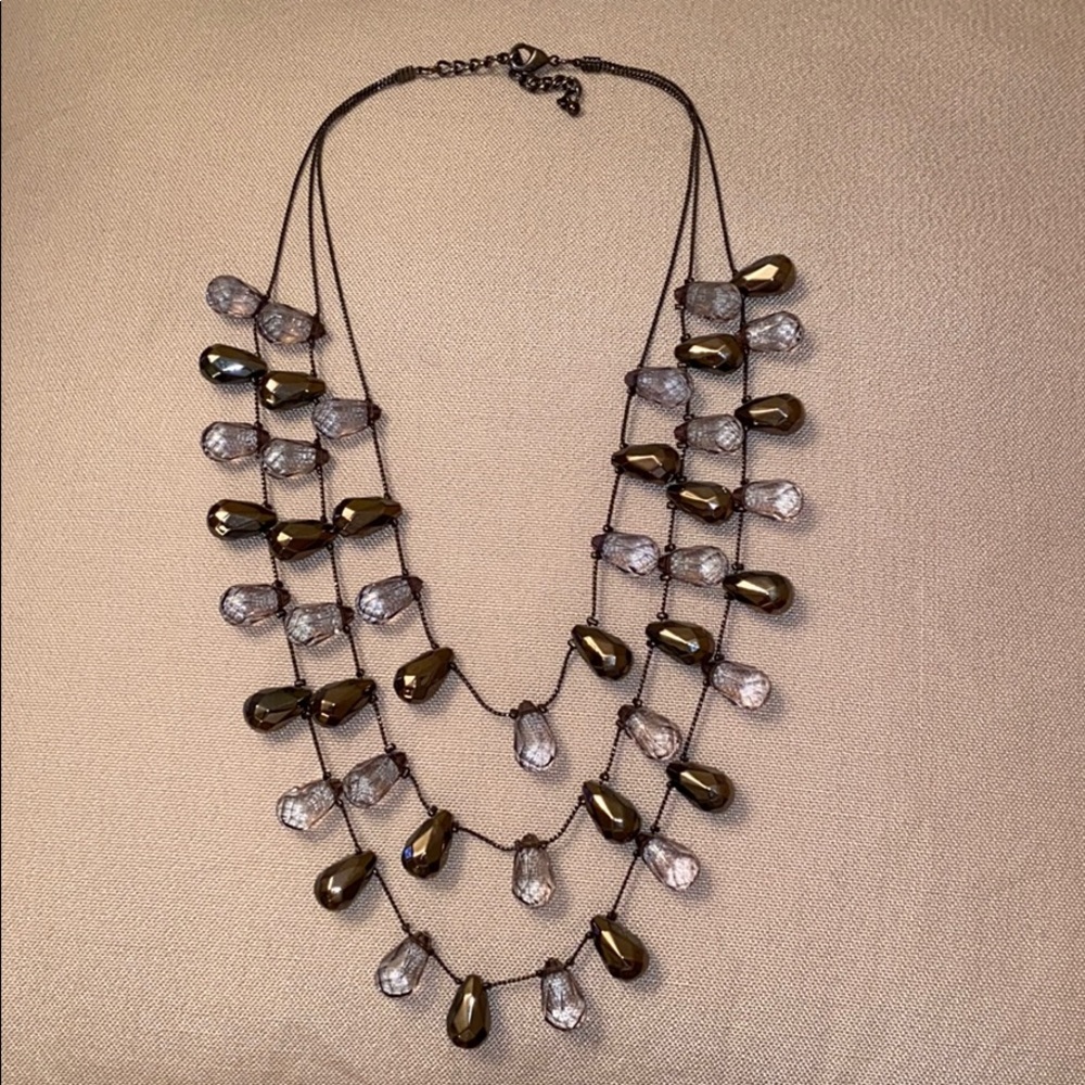 Gray And Silver Translucent Stone Layered Necklace - image 4